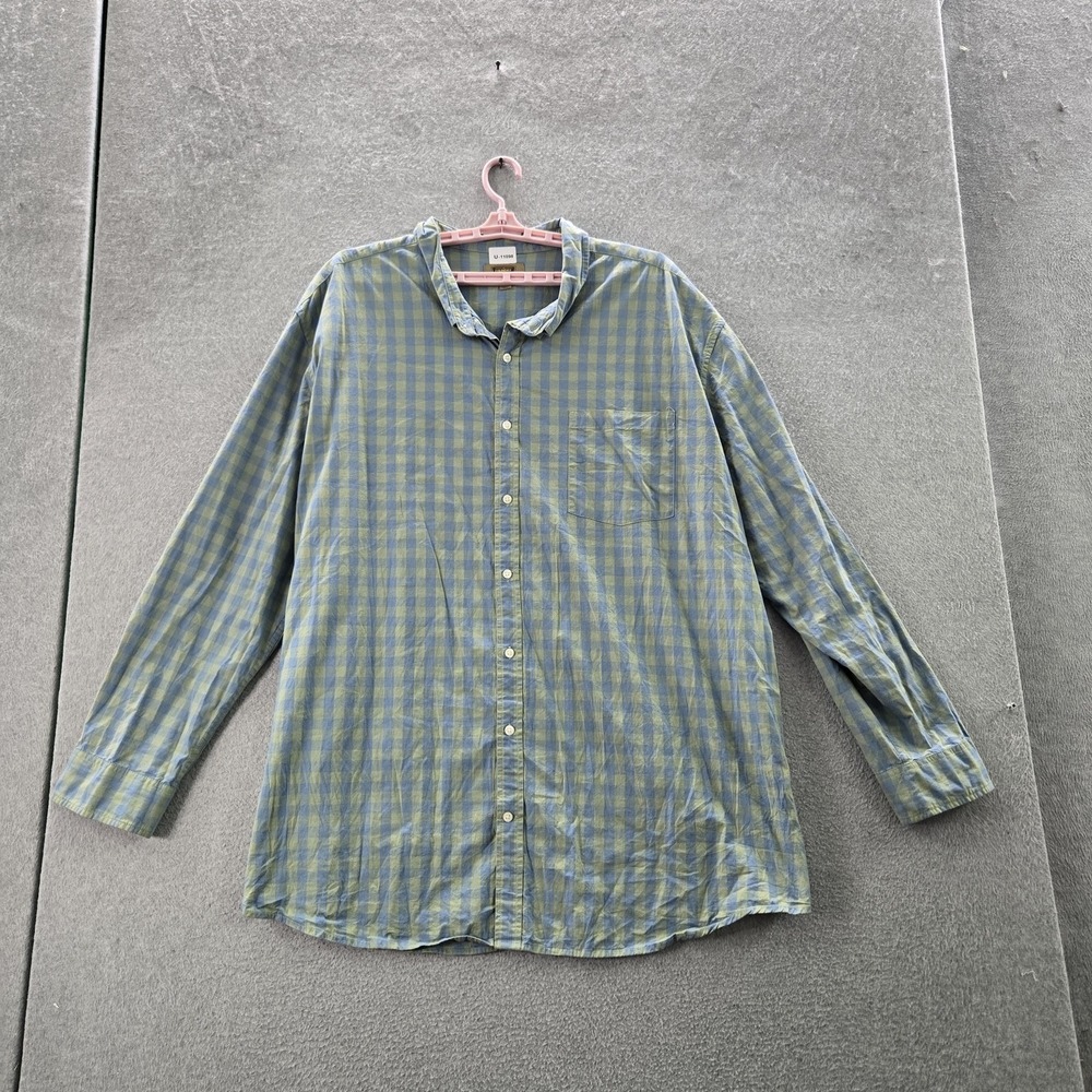 The Foundry Supply Co. Men‎ Button Up Shirt 4XLT Green Check Long Sleeve Stretch